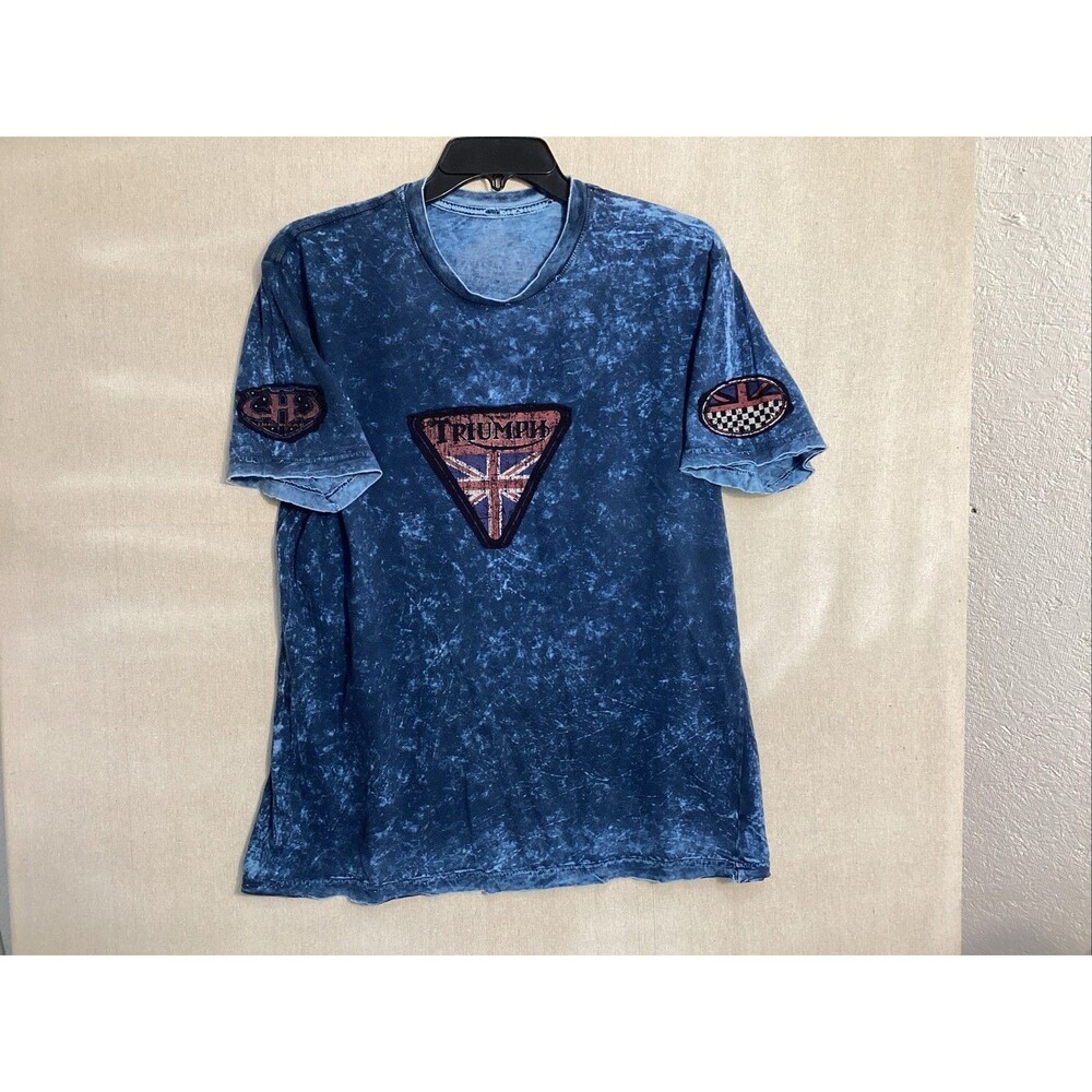 triumph motorcycle graphic t shirt sz M blue distressed UHL wear British